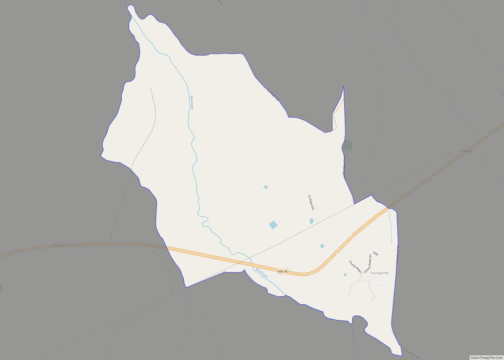 Map of Youngsville CDP, New Mexico