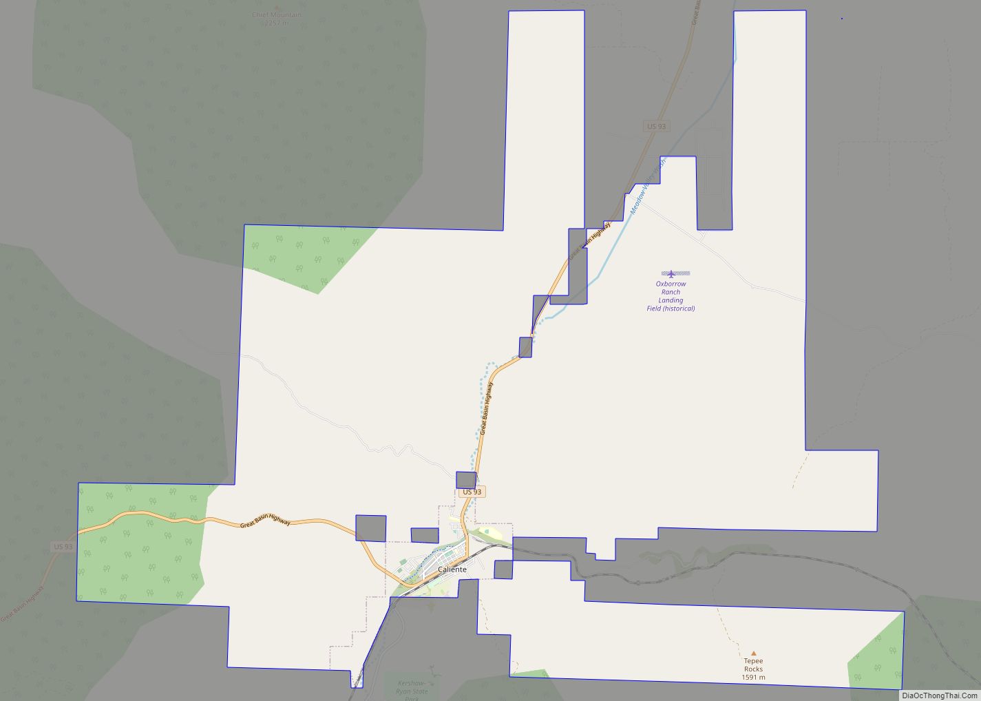 Map of Caliente city