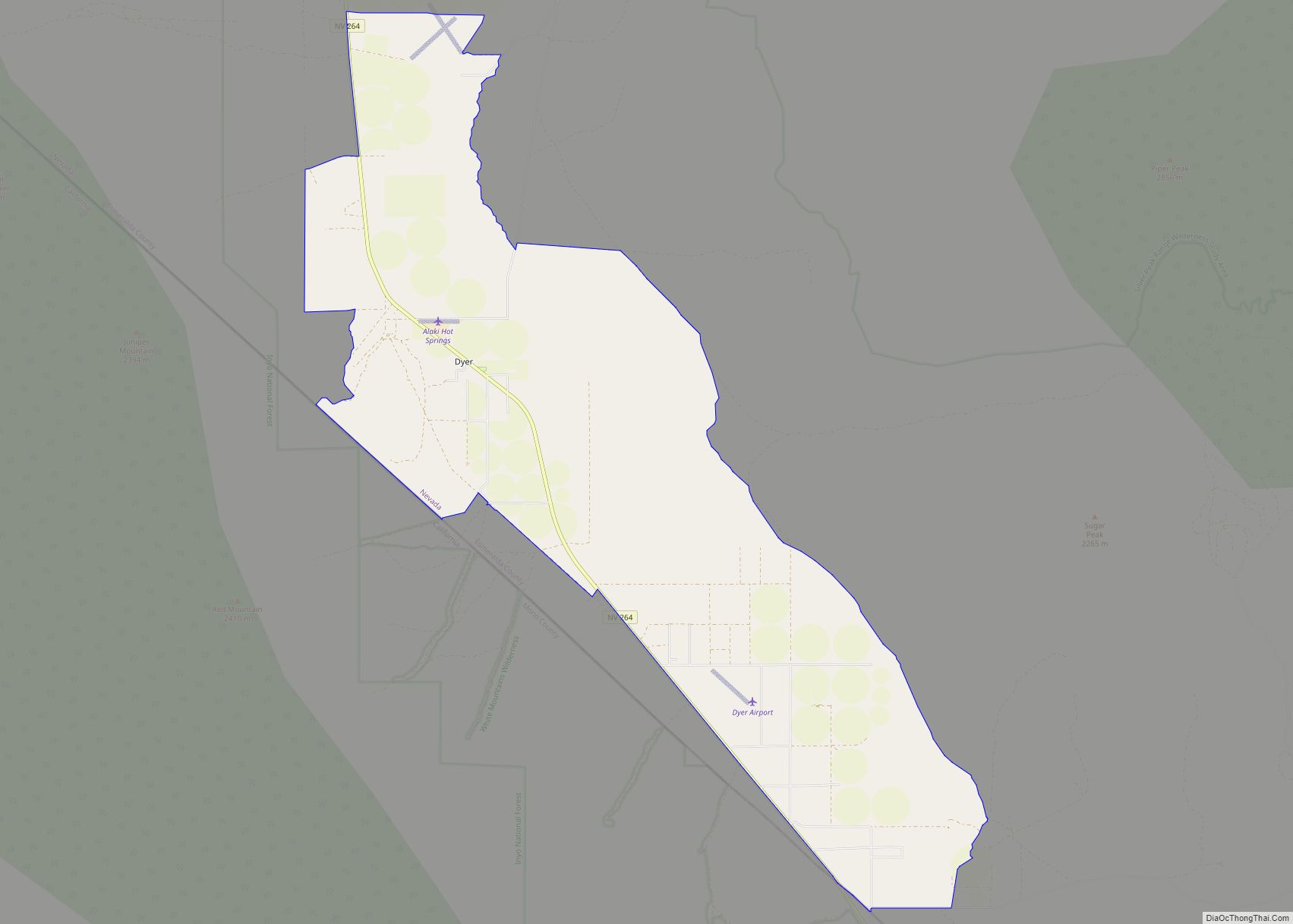 Map of Dyer CDP, Nevada