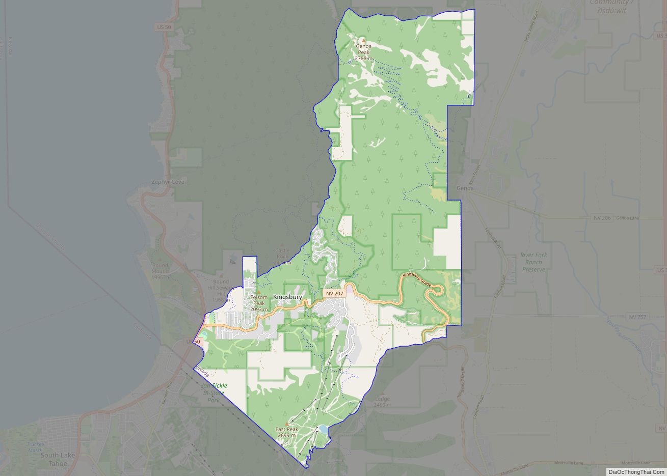 Map of Kingsbury CDP, Nevada