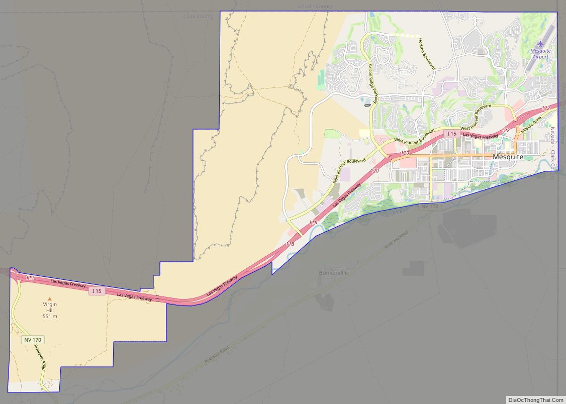 Map of Mesquite city, Nevada