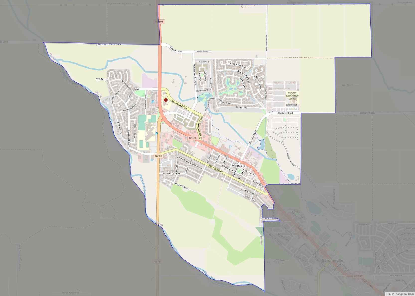 Map of Minden CDP, Nevada