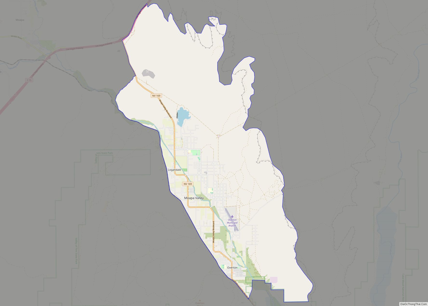 Map Of Moapa Valley CDP   Moapa Valley 