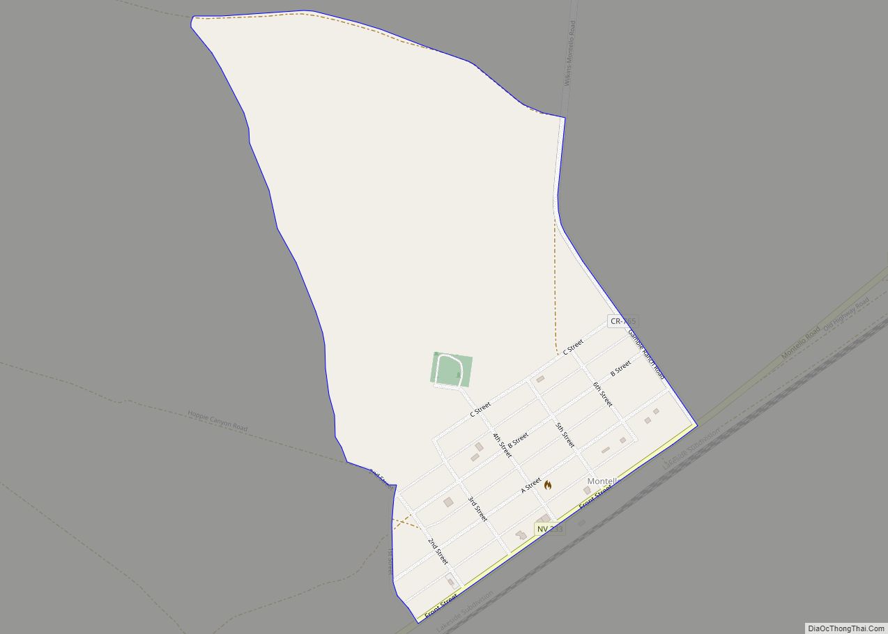 Map of Montello CDP, Nevada