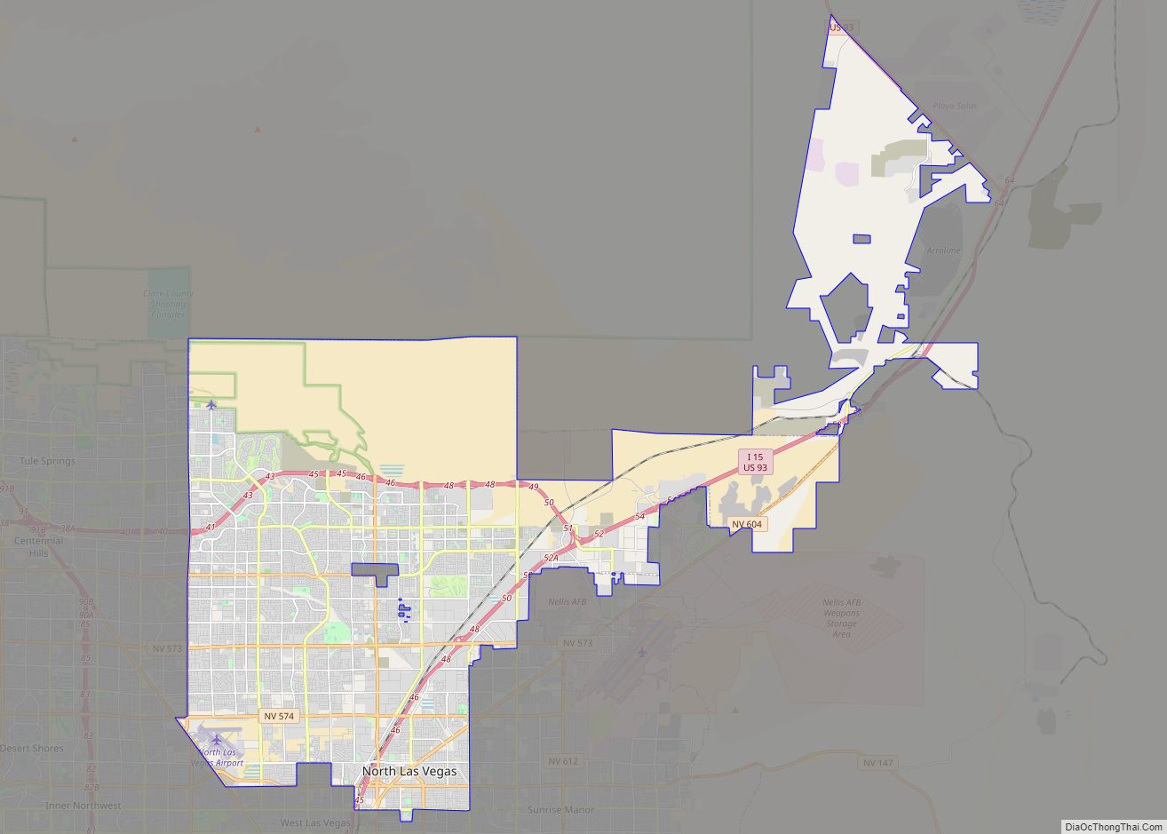 Map of North Las Vegas city