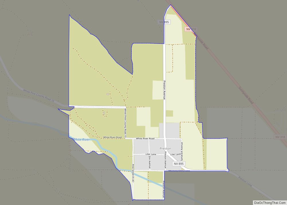 Map of Preston CDP, Nevada