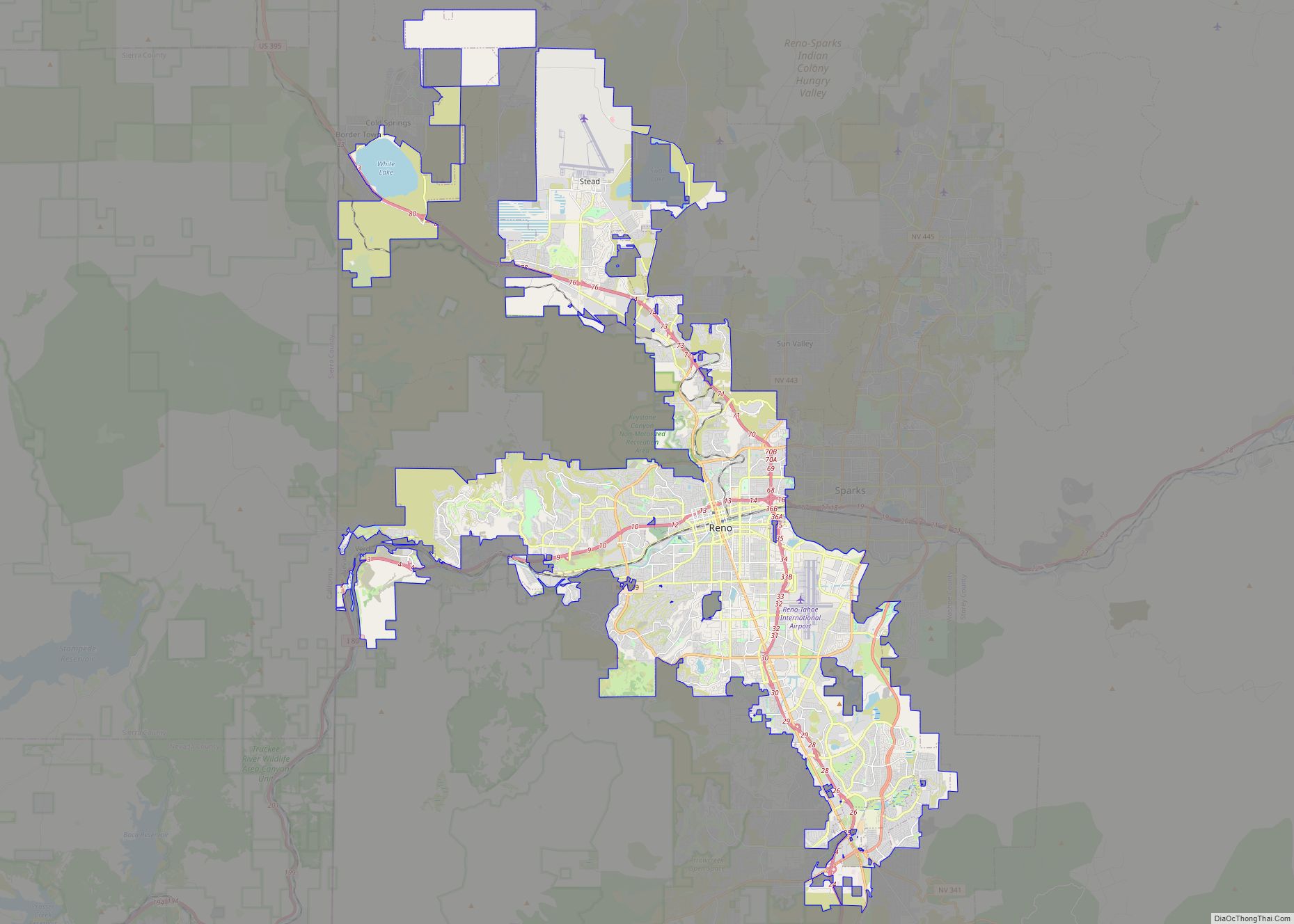 Map of Reno city