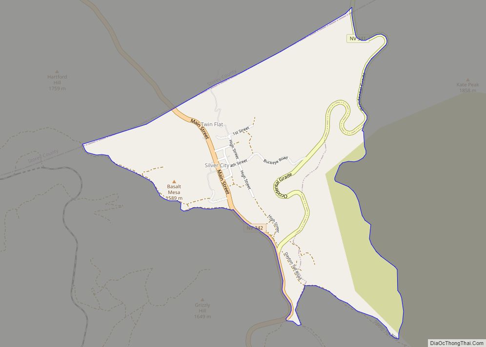 Map of Silver City CDP, Nevada