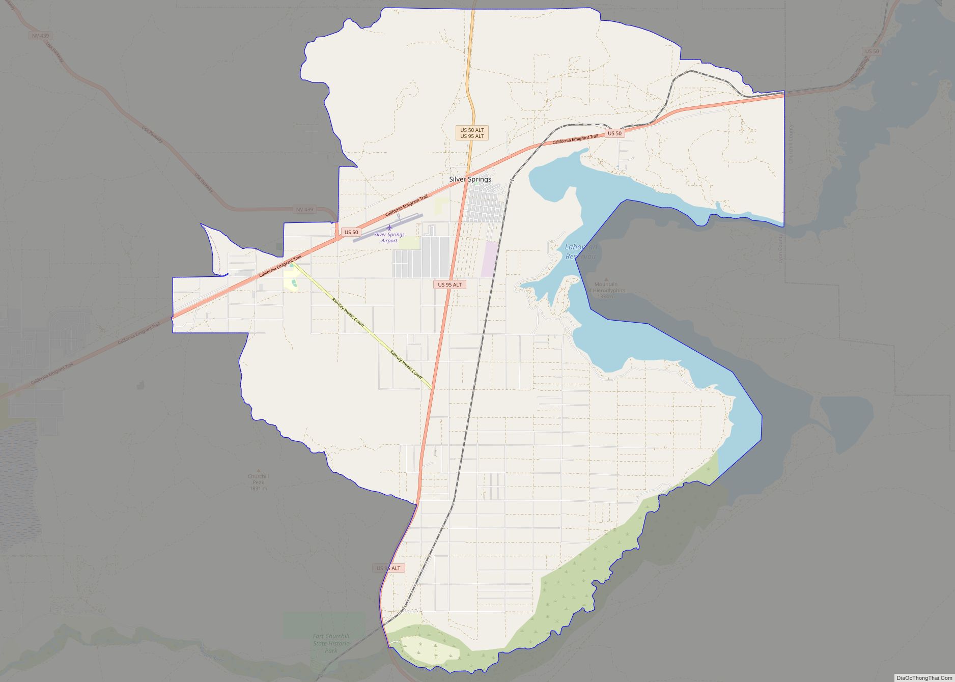 Map of Silver Springs CDP, Nevada