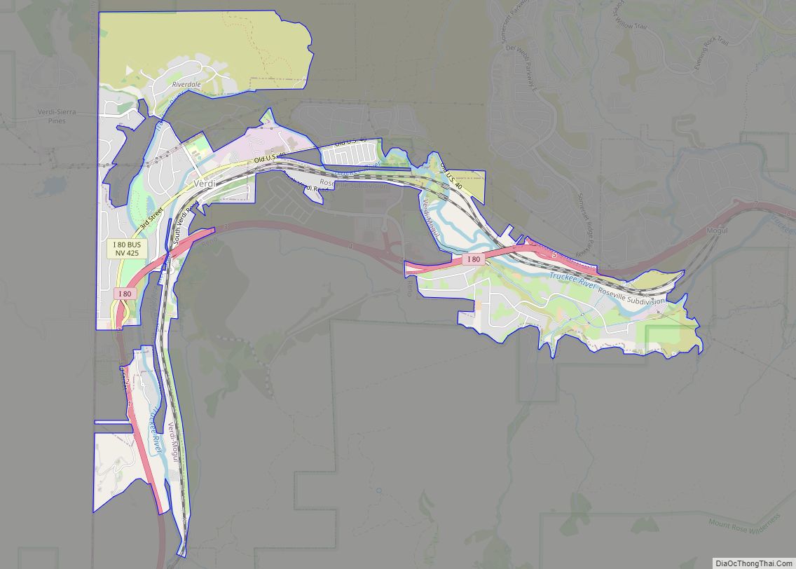 Map of Verdi CDP, Nevada