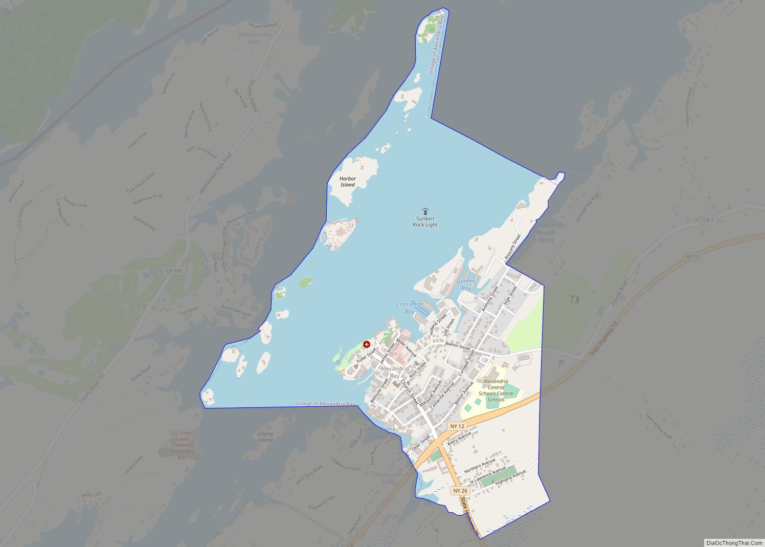 Map of Alexandria Bay village