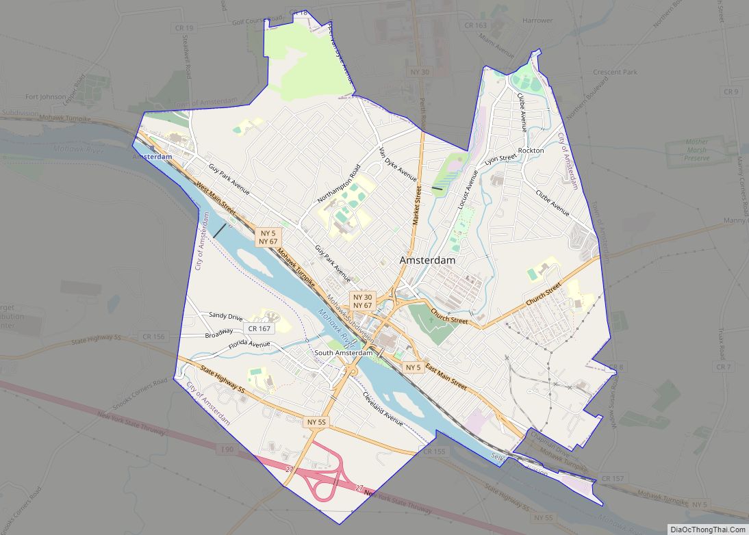 Map of Amsterdam city, New York
