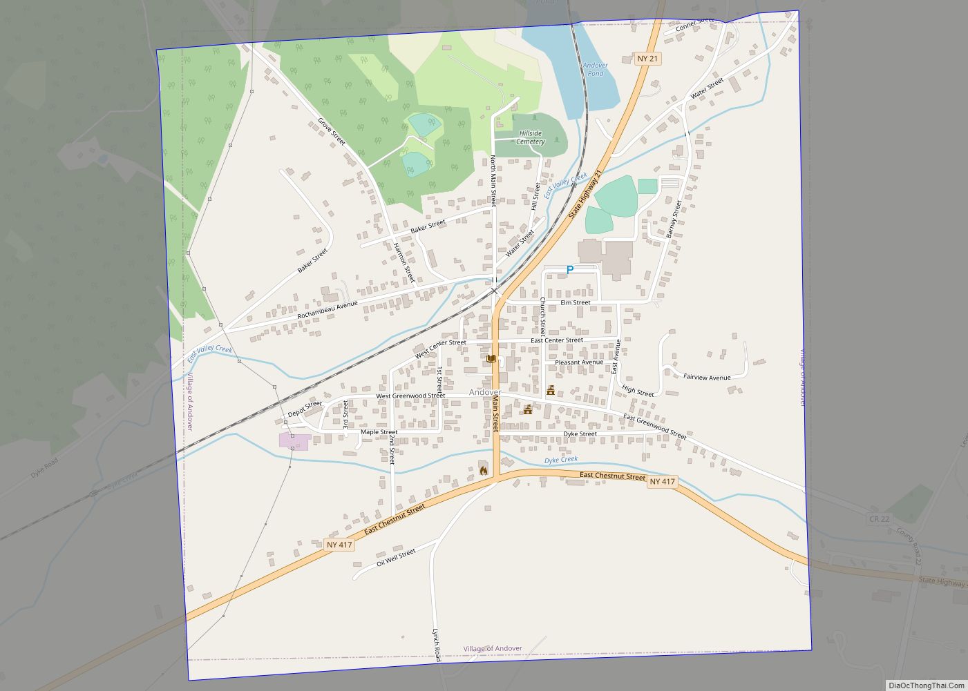 Map of Andover village, New York