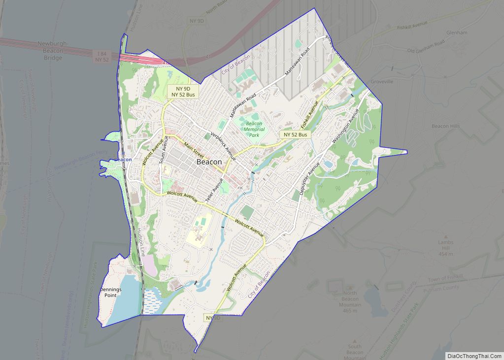 Map of Beacon city, New York