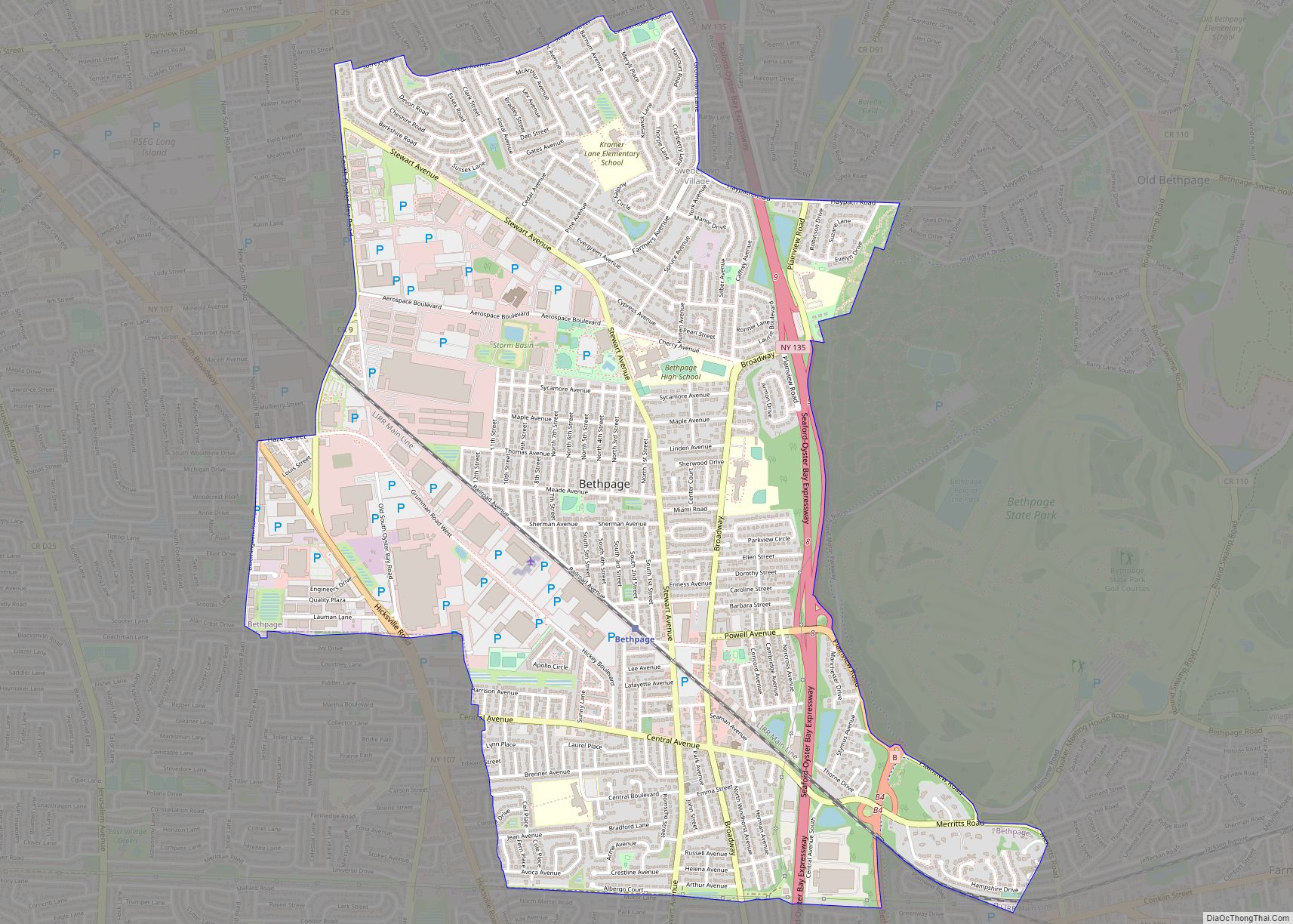 Map of Bethpage CDP, New York