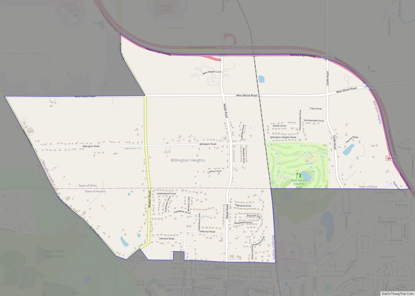 Map of Billington Heights CDP