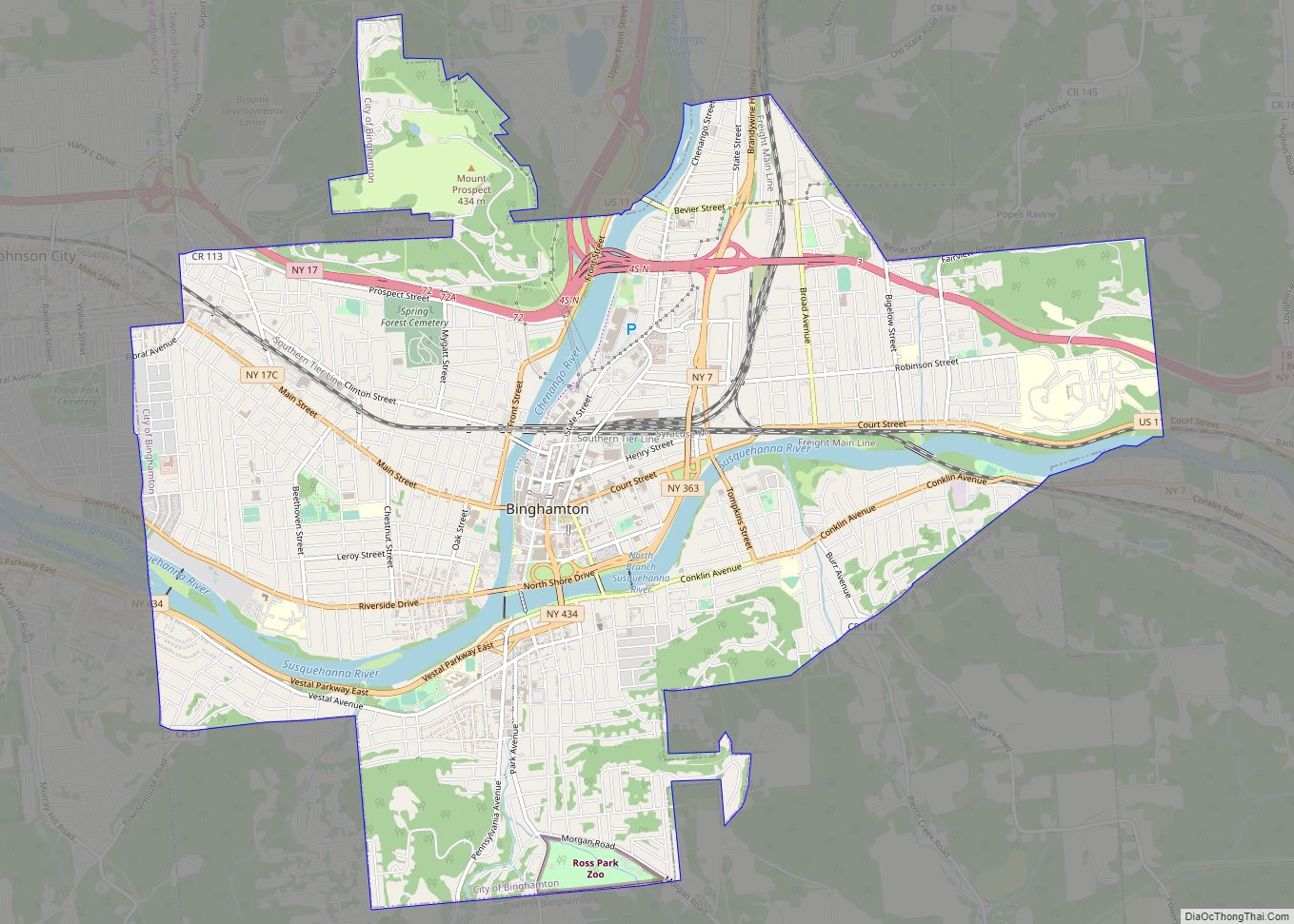 Map of Binghamton city