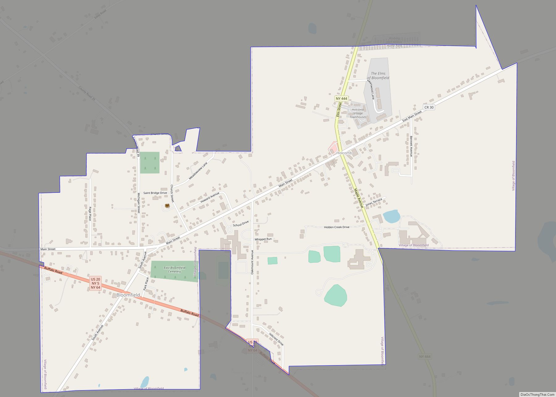 Map of Bloomfield village, New York