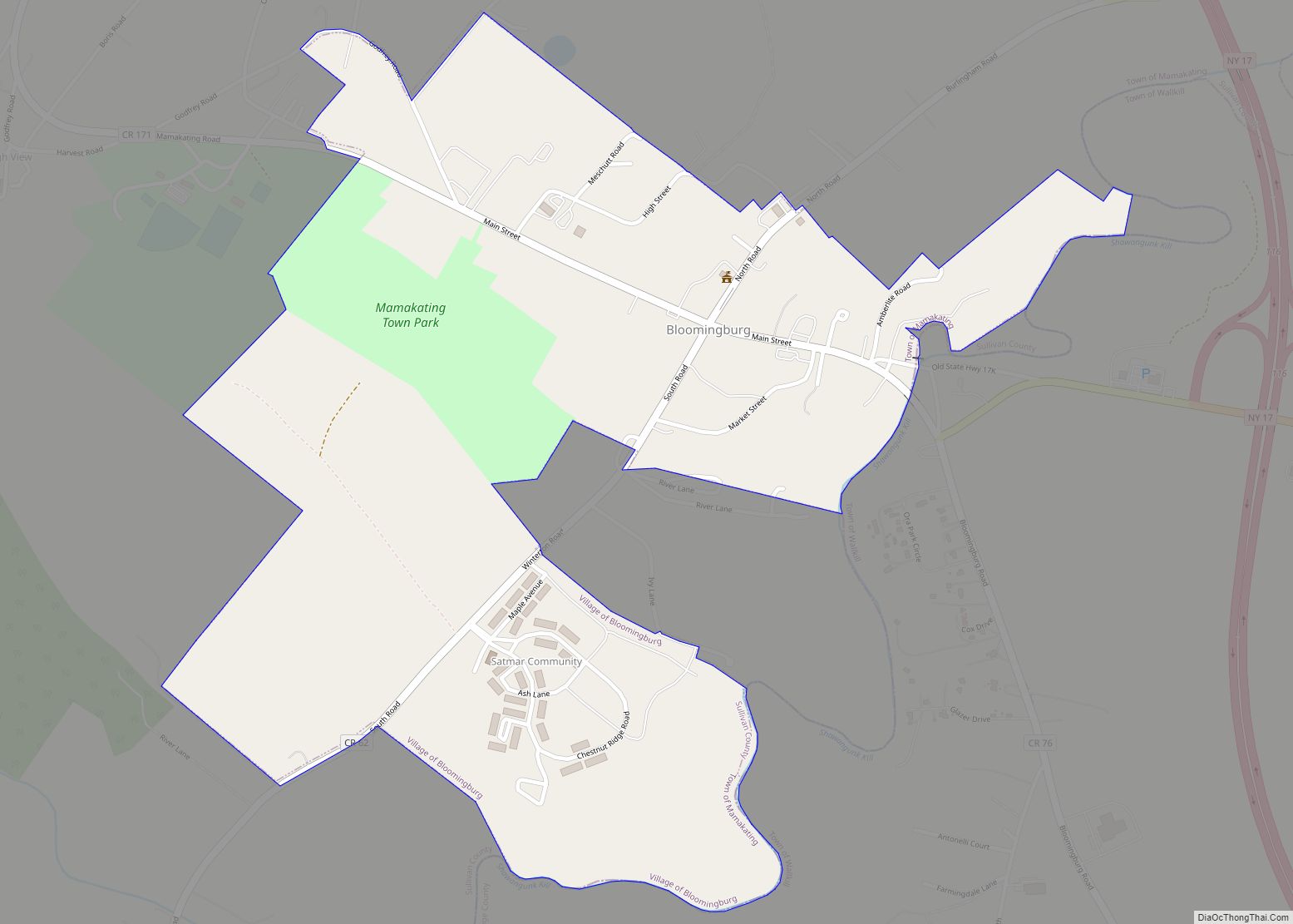 Map of Bloomingburg village, New York