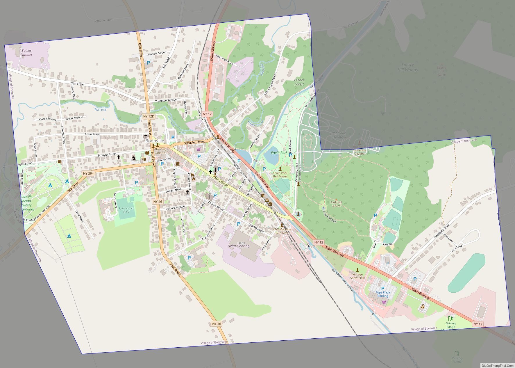 Map of Boonville village, New York