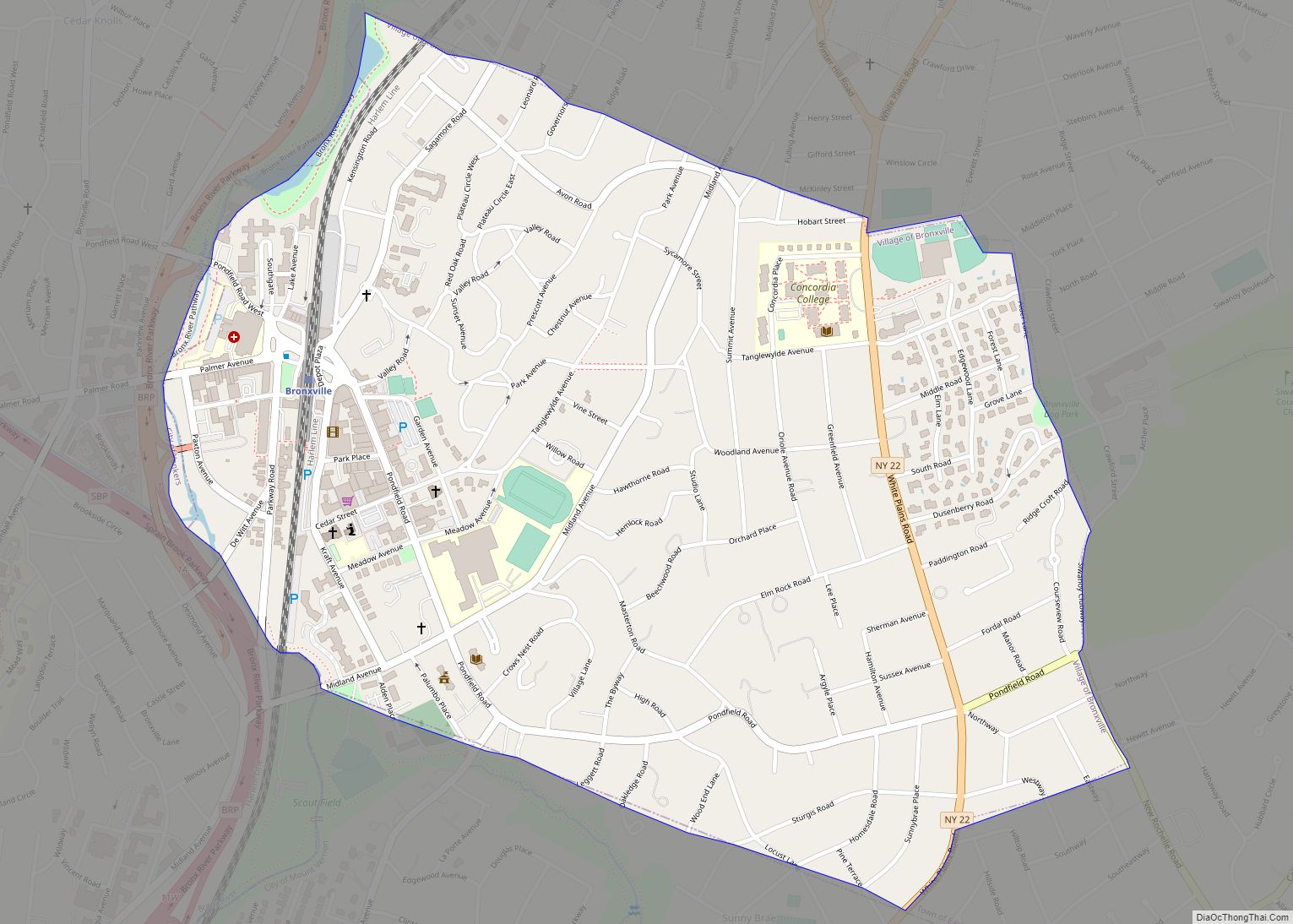 Map of Bronxville village