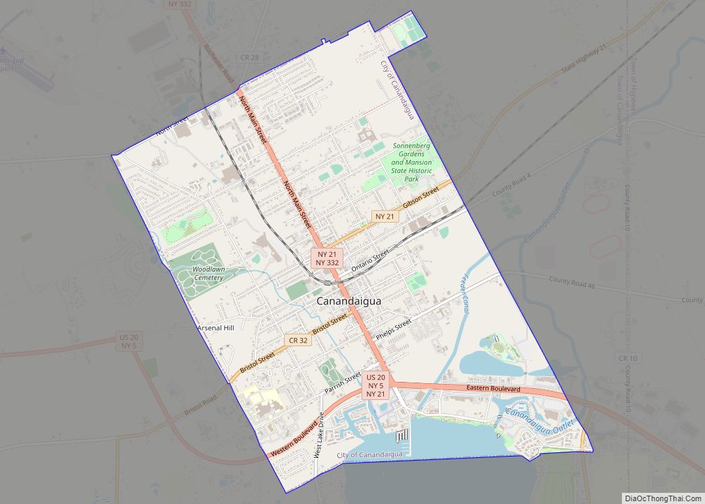 Map of Canandaigua city