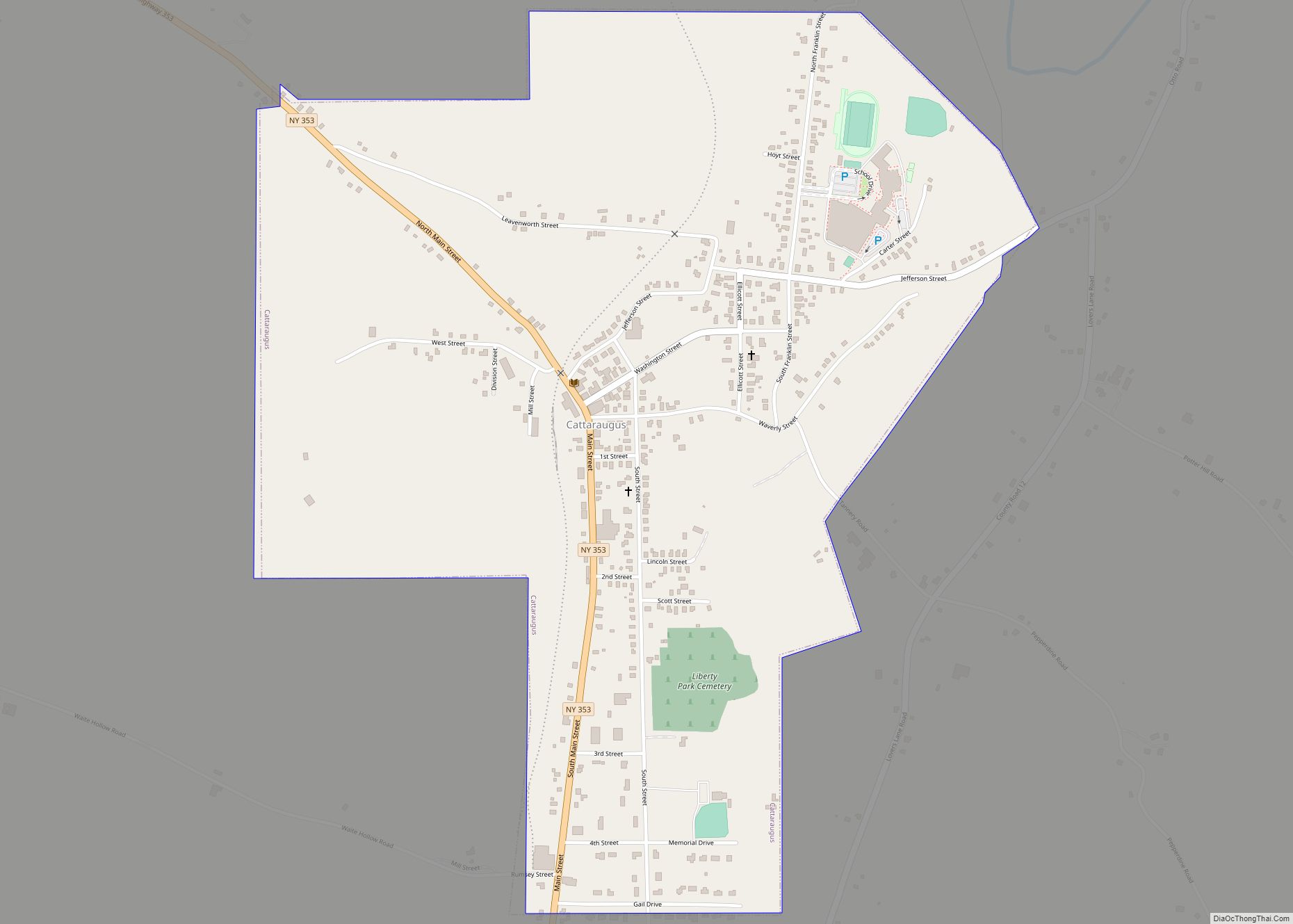 Map of Cattaraugus village