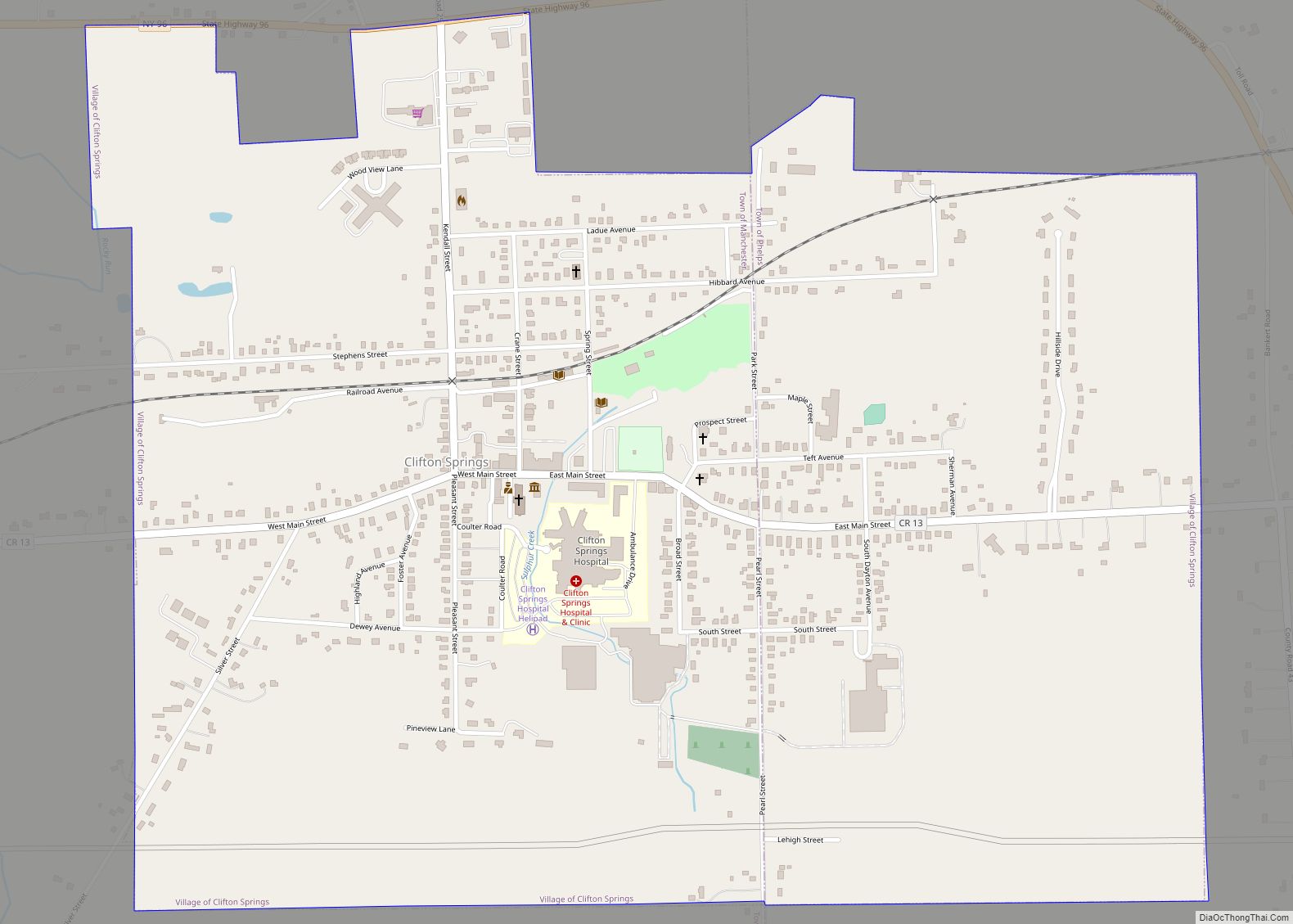 Map of Clifton Springs village