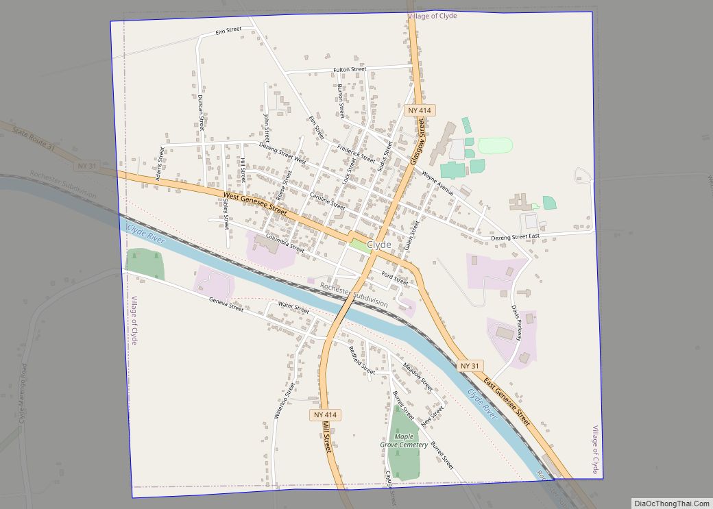 Map of Clyde village, New York