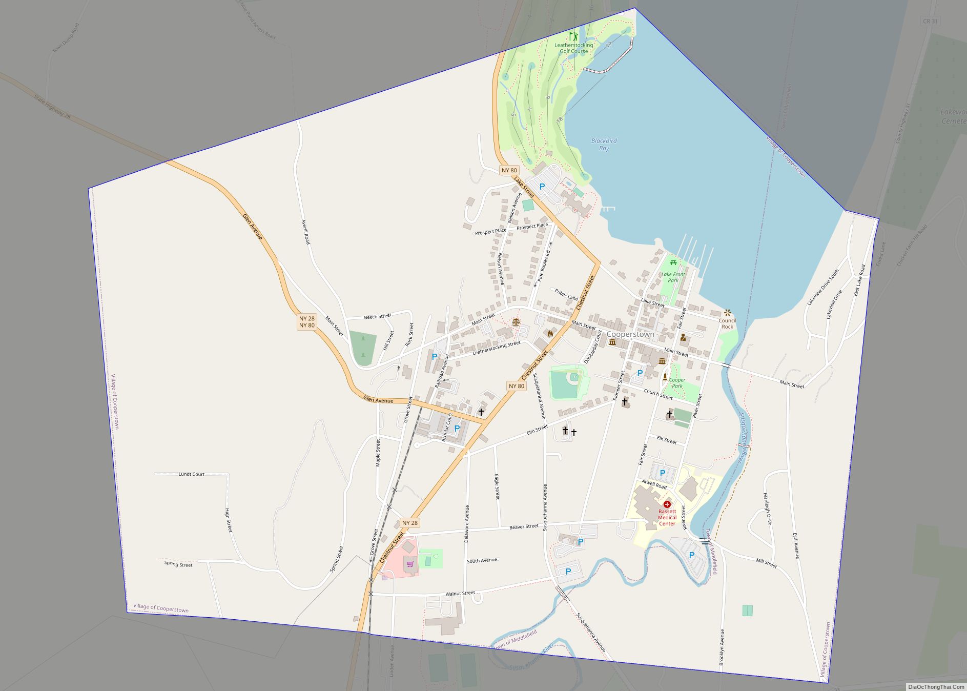 Map of Cooperstown village, New York