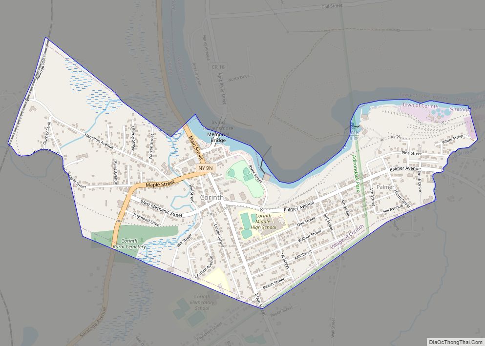 Map of Corinth village, New York