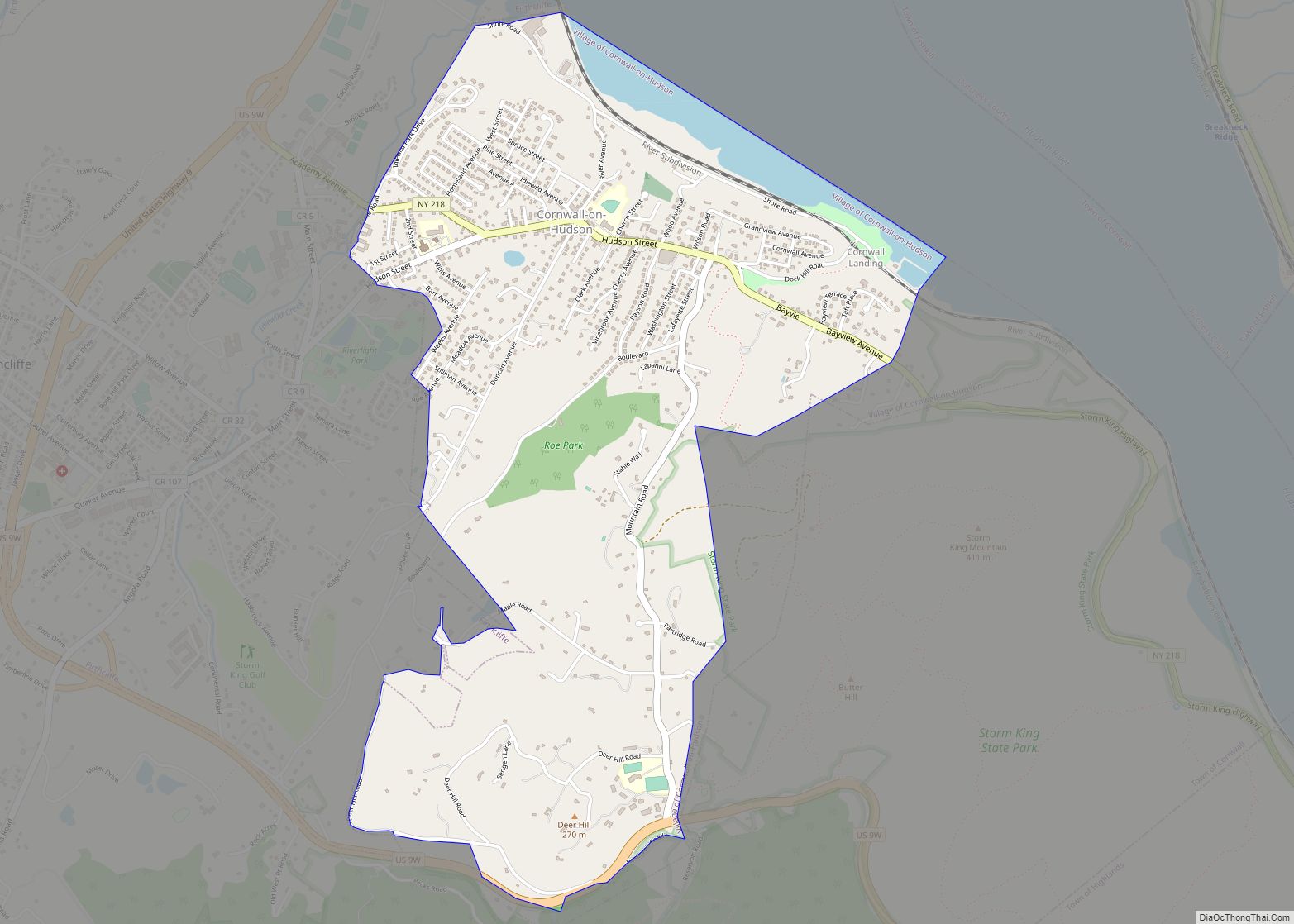 Map of Cornwall-on-Hudson village