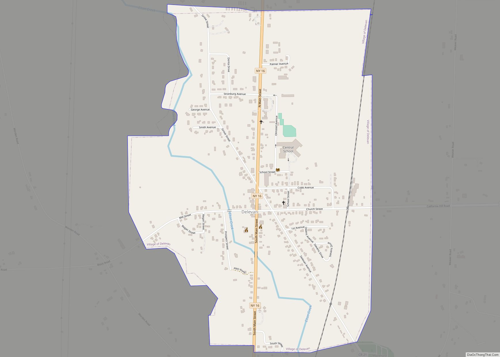 Map of Delevan village