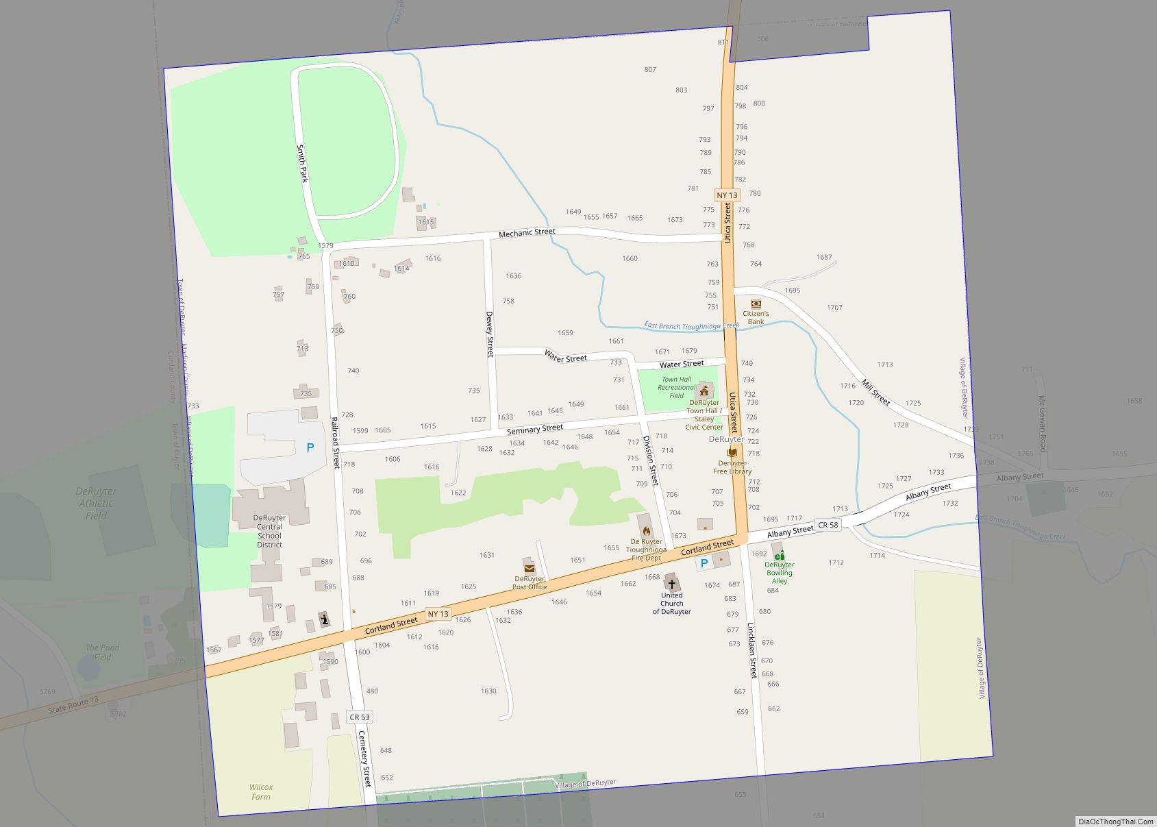 Map of DeRuyter village