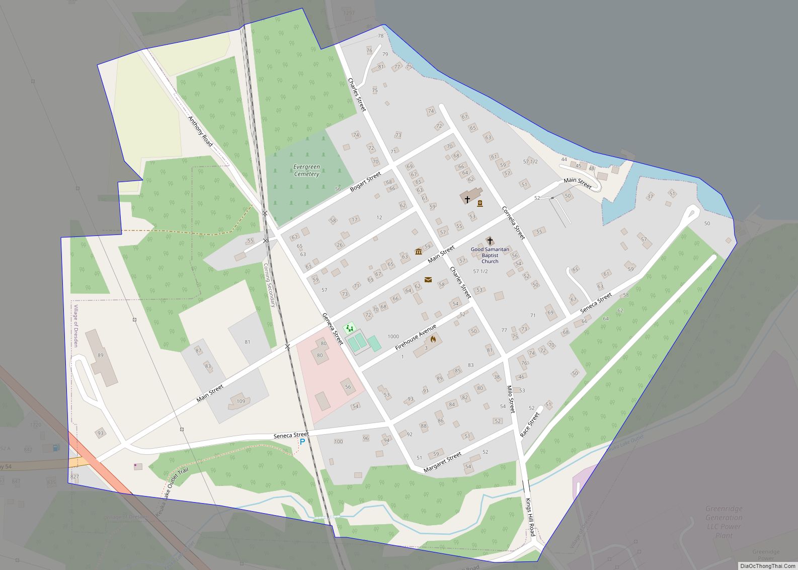 Map of Dresden village, New York