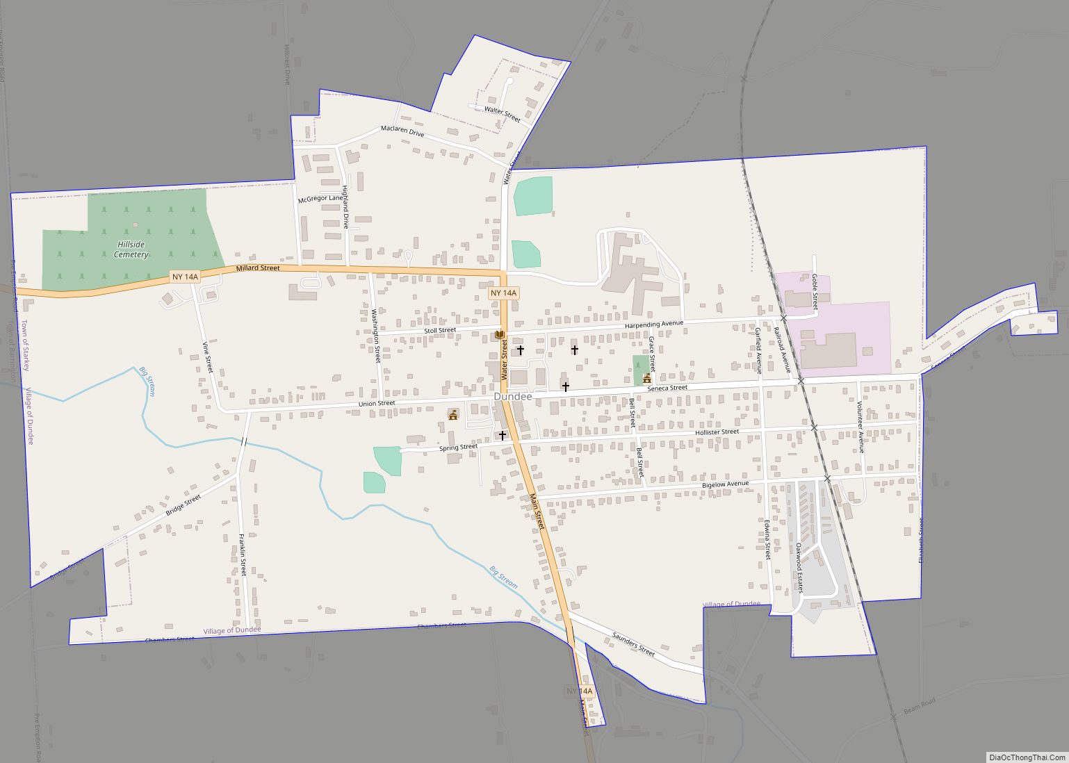 Map of Dundee village, New York