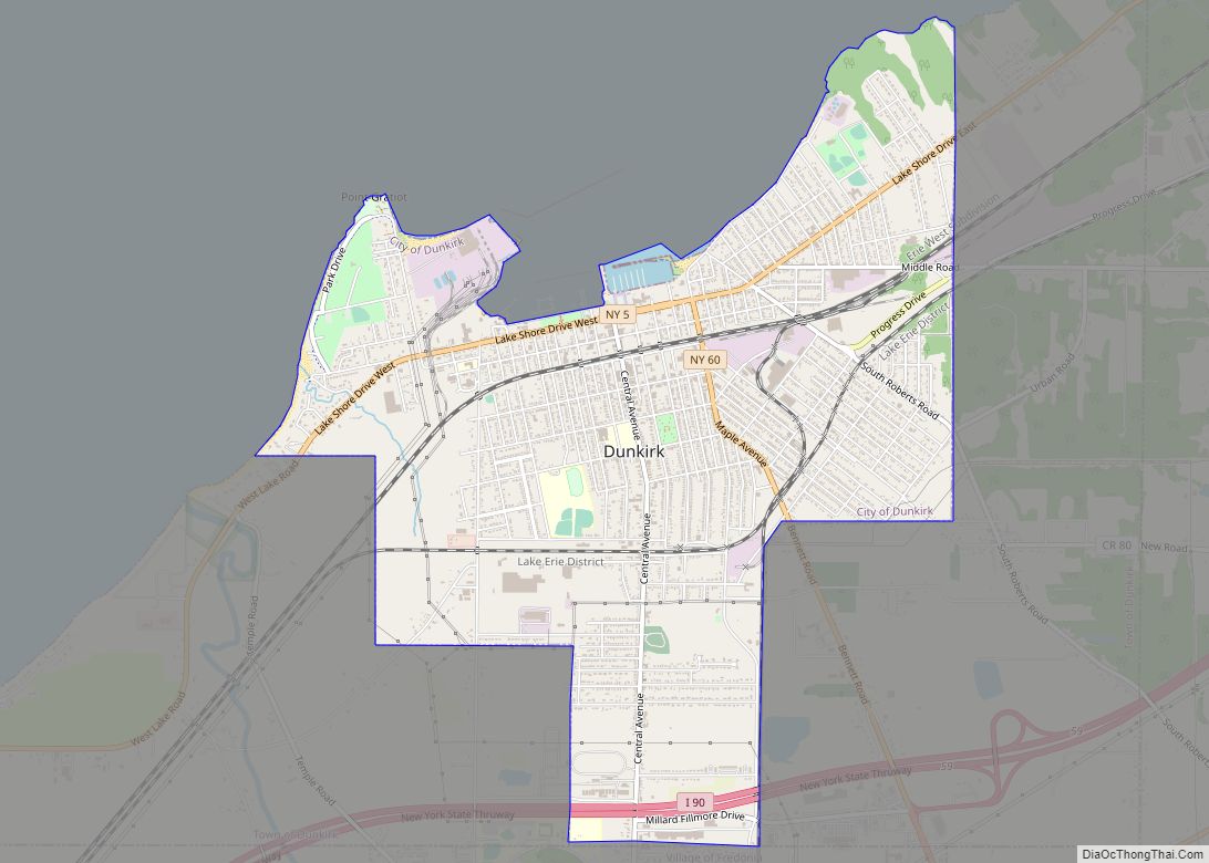 Map of Dunkirk city, New York