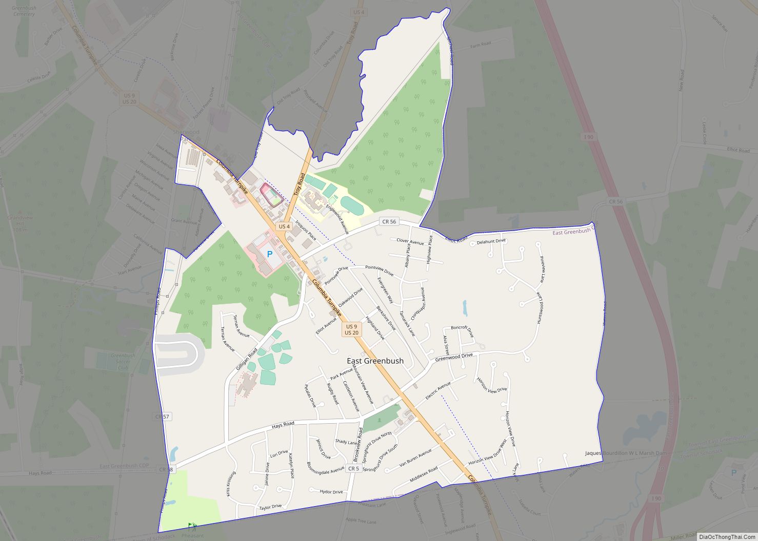 Map of East Greenbush CDP