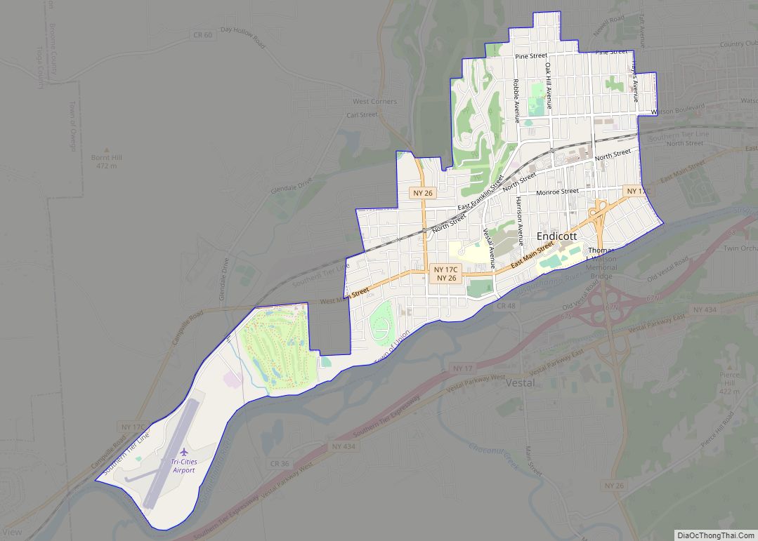 Map of Endicott village, New York