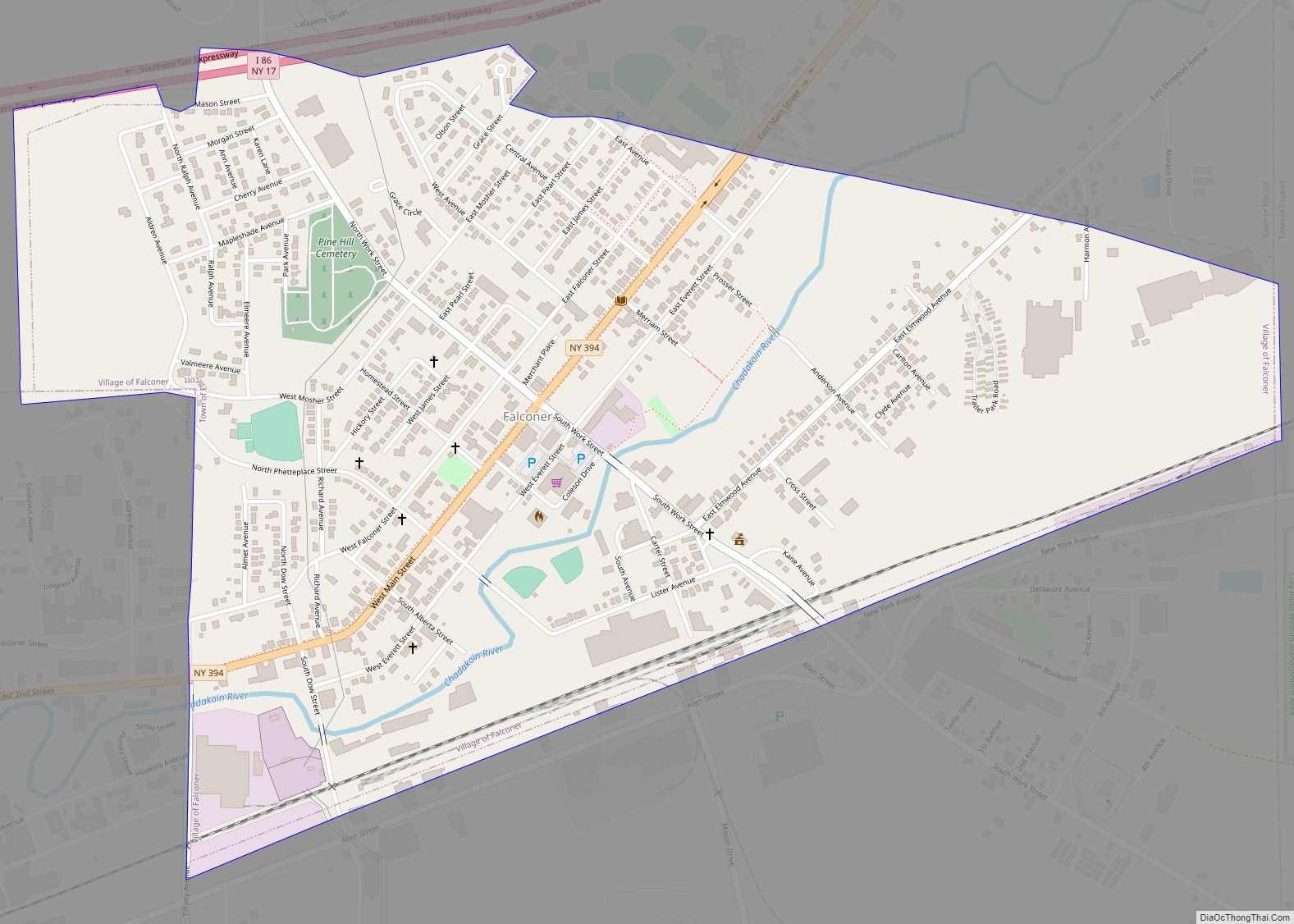 Map of Falconer village