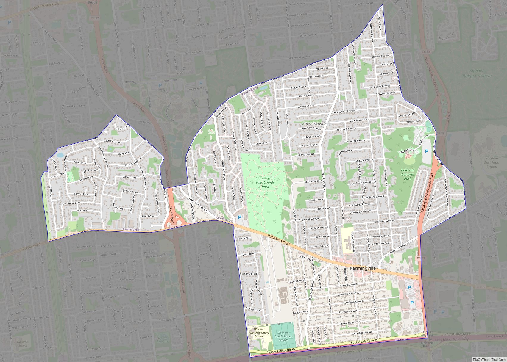 Map of Farmingville CDP