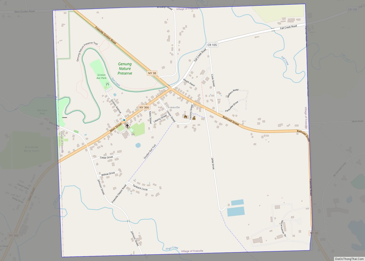 Map of Freeville village