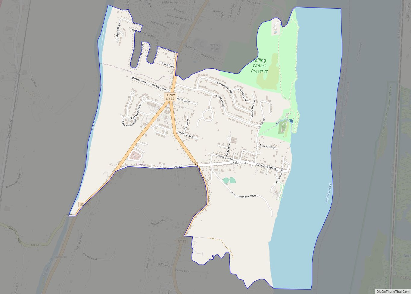 Map of Glasco CDP, New York