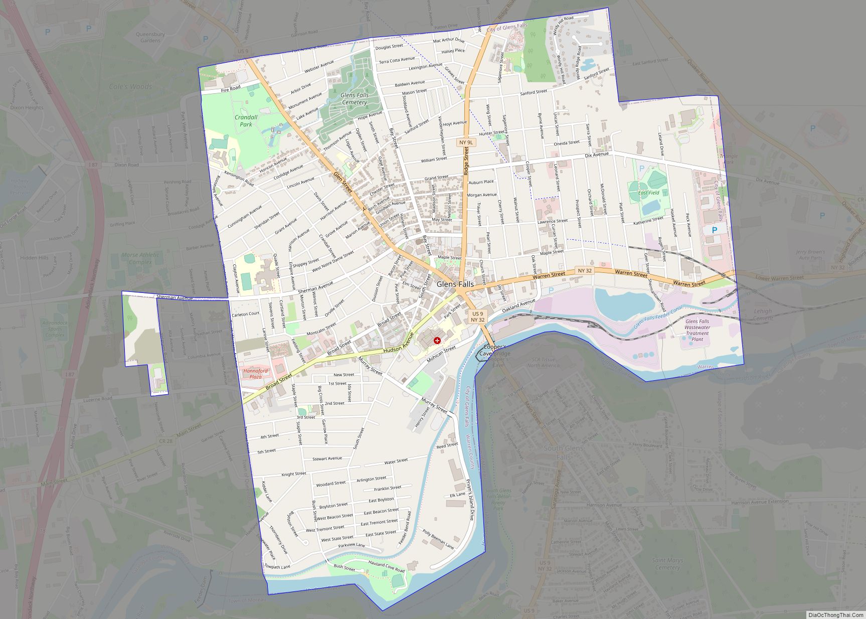 Map of Glens Falls city