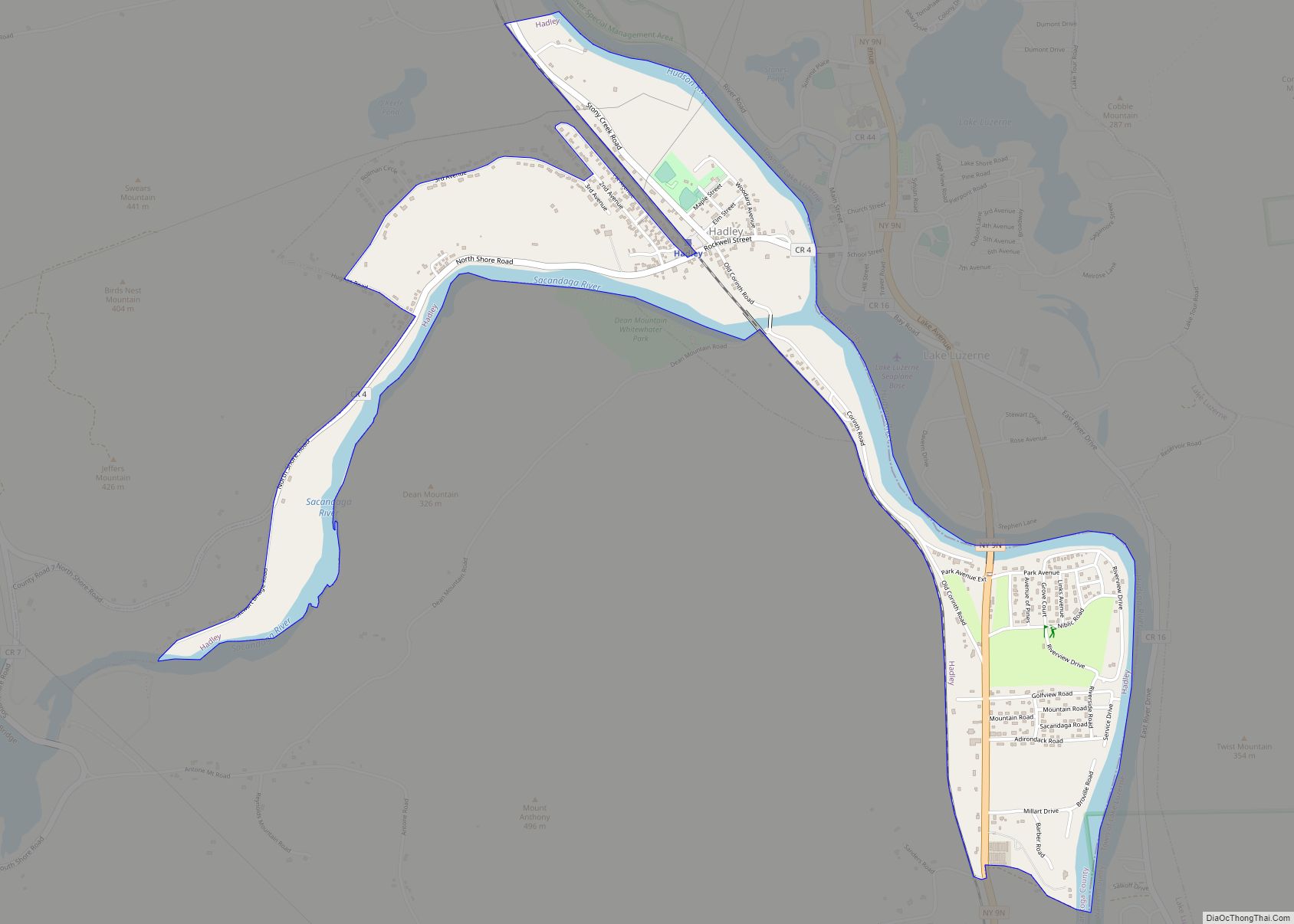 Map of Hadley CDP, New York