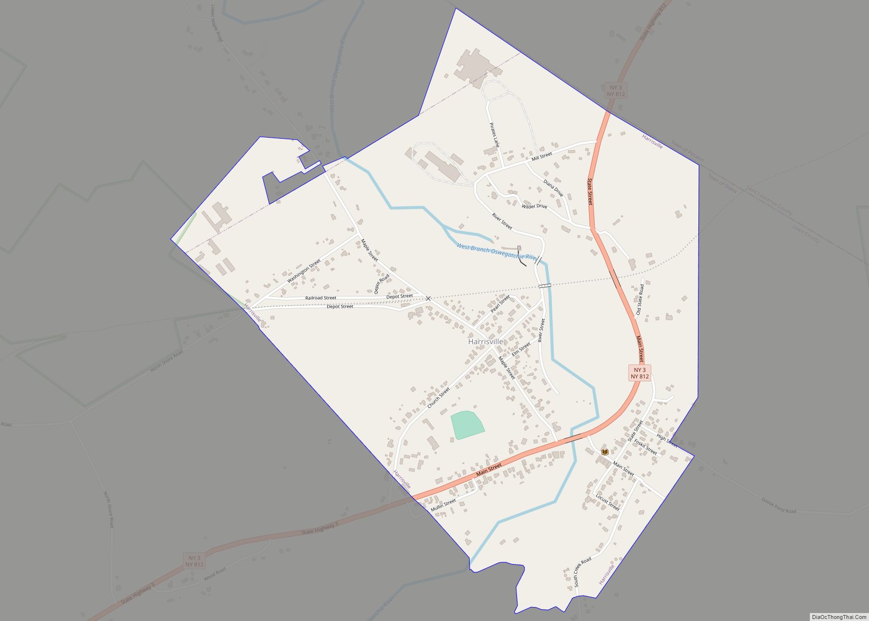 Map of Harrisville village, New York