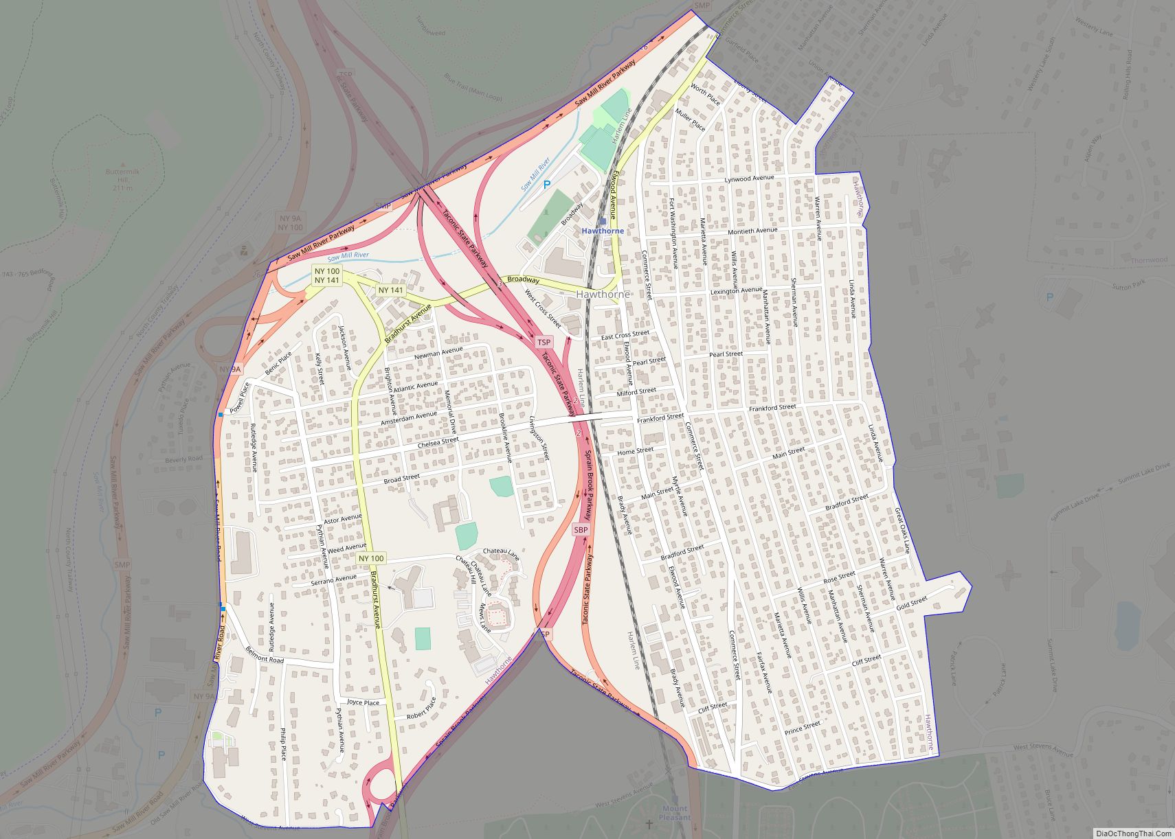 Map Of Hawthorne CDP New York   Hawthorne 