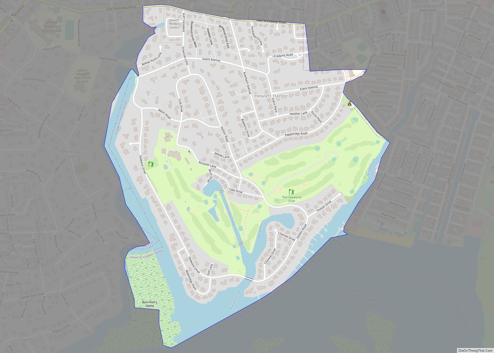 Map of Hewlett Harbor village