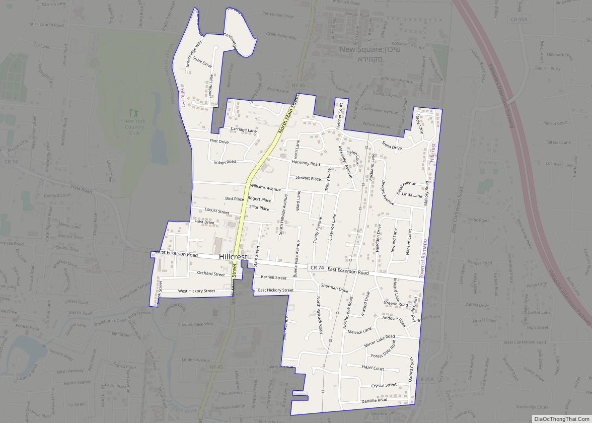 Map of Hillcrest CDP, New York