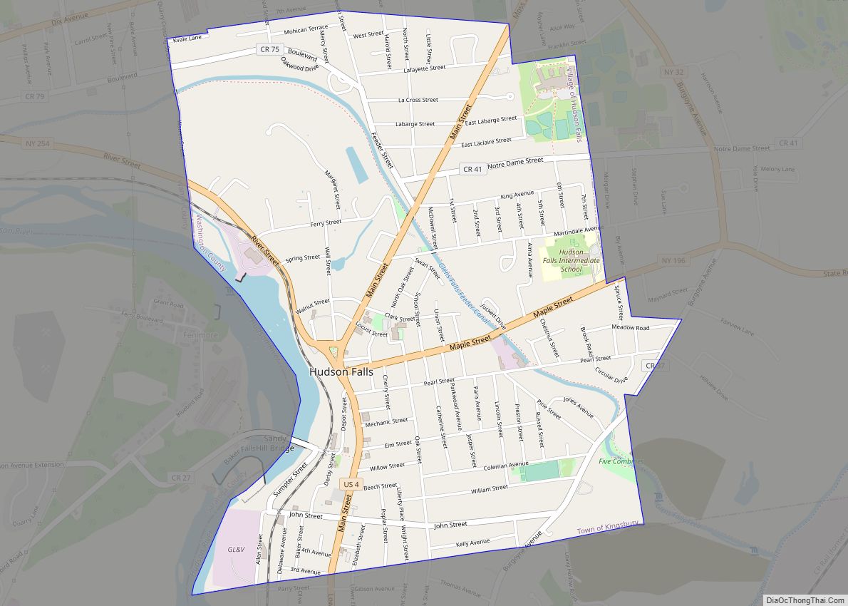 Map of Hudson Falls village